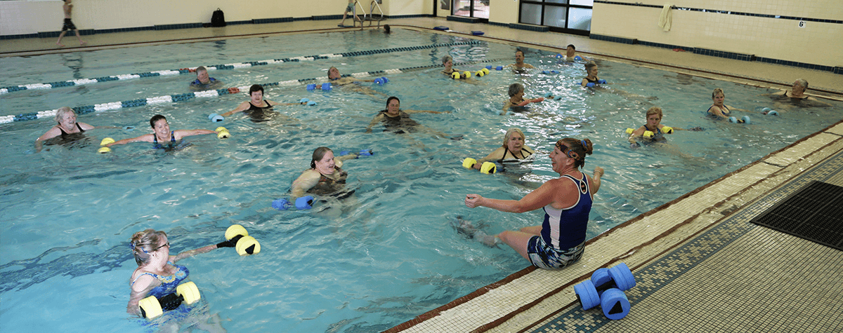 A group exercising in the Briargate YMCA pool
