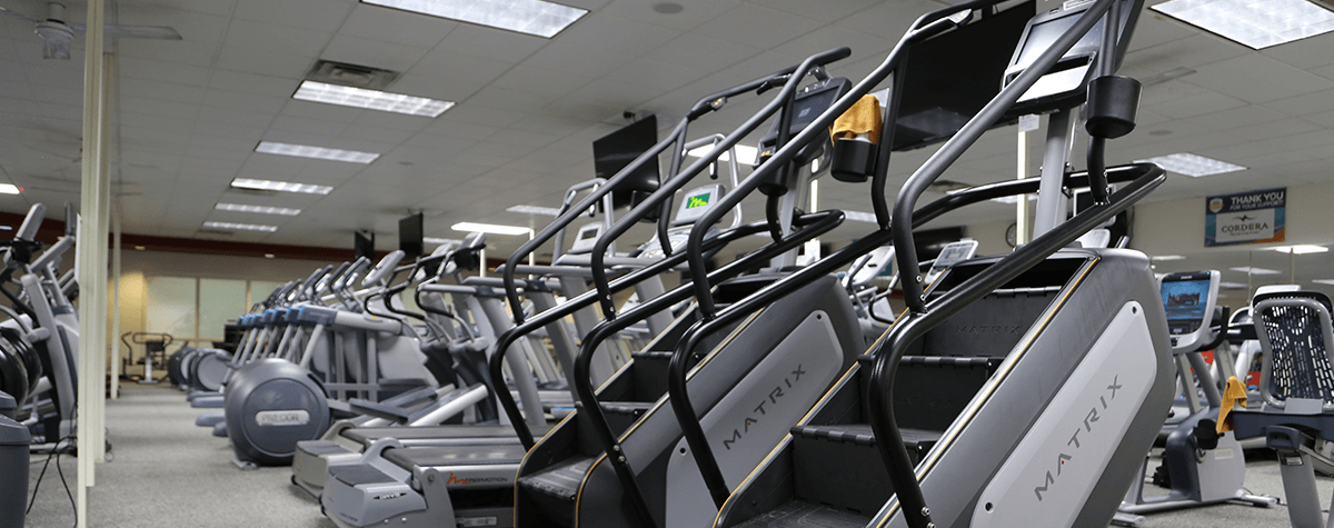 The stairmasters and other cardio machines at the Briargate YMCA