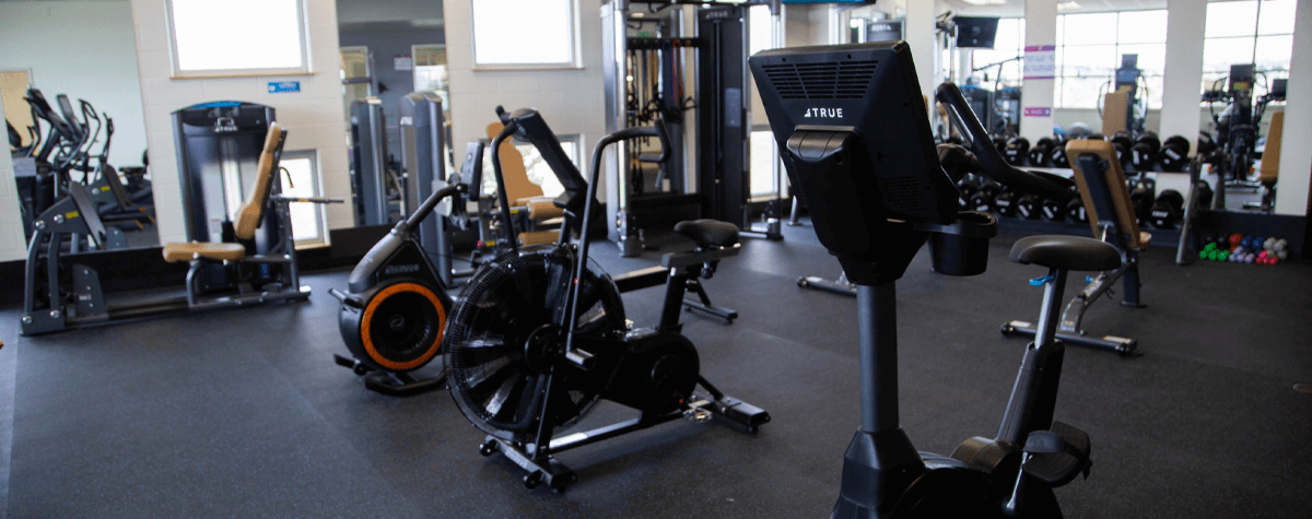 The cardio equipment at the Cottonwood Creek YMCA gym