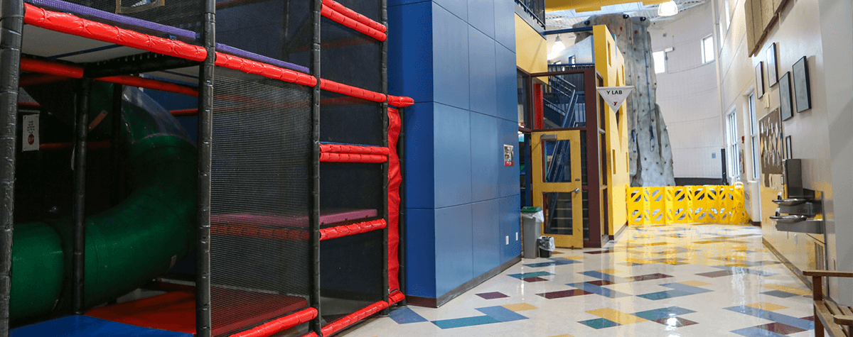 The indoor playground at the Southeast Armed Services YMCA