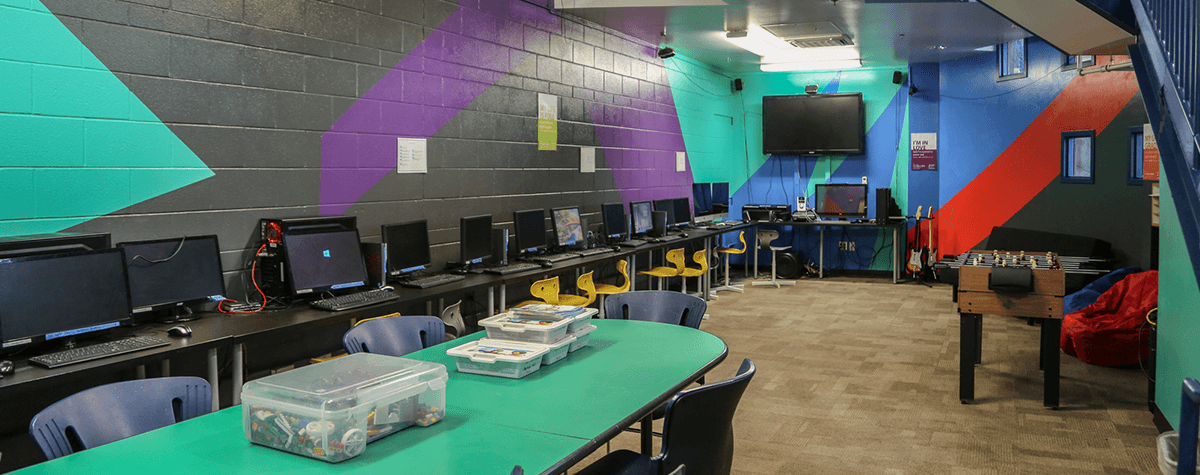 A computer room at the Southeast Armed Services YMCA