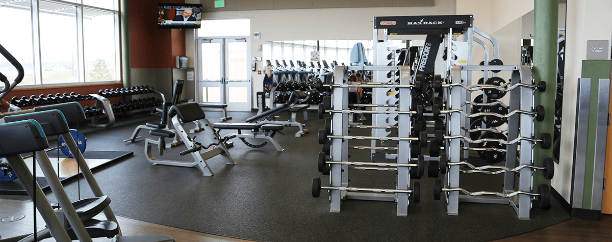The weight lifting room at Tri-Lakes YMCA